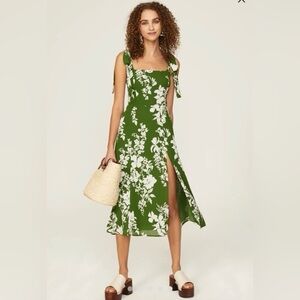 Reformation Twilight Dress Green White Size 10